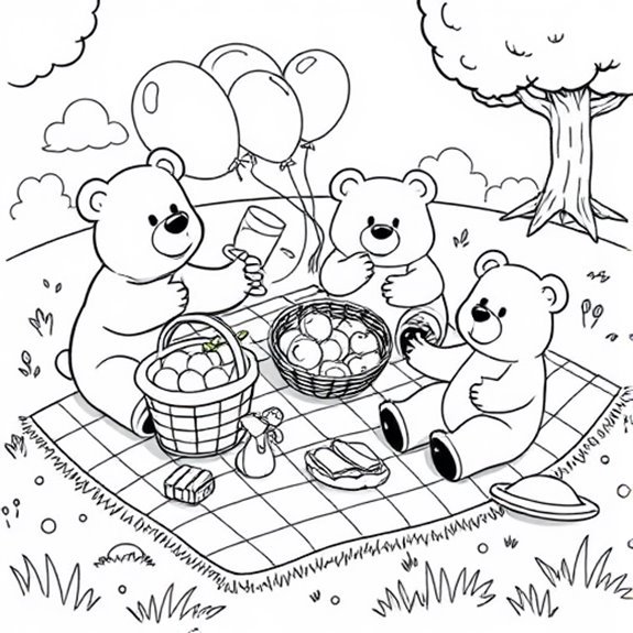 Picnic With Playful Bears Coloring Pages Picnic With Playful Bears Coloring Pages