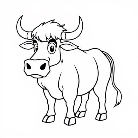 Playful Cartoon Oxen Characters Coloring Pages Playful Cartoon Oxen Characters Coloring Pages