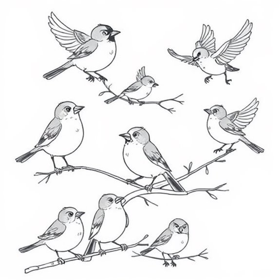 Playful Cartoon Sparrow Illustrations Coloring Pages Playful Cartoon Sparrow Illustrations Coloring Pages
