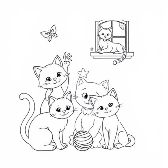 Playful Feline Personalities Galore Coloring Pages Playful Feline Personalities Galore Coloring Pages