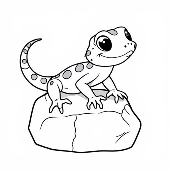 Playful Gecko Sitting Rock Coloring Pages Playful Gecko Sitting Rock Coloring Pages