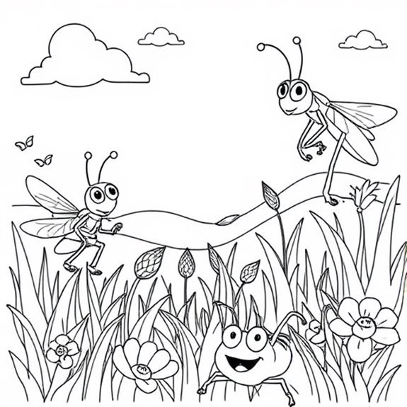 Playful Journeys Of Grasshoppers Coloring Pages Playful Journeys Of Grasshoppers Coloring Pages