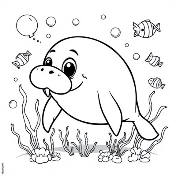 Playful Manatee Illustration Style Coloring Pages Playful Manatee Illustration Style Coloring Pages