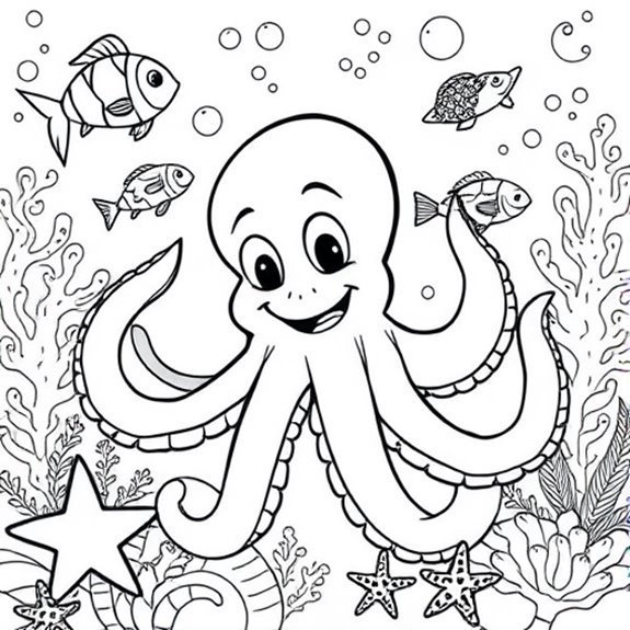 Playful Octopus And Friends Coloring Pages Playful Octopus And Friends Coloring Pages