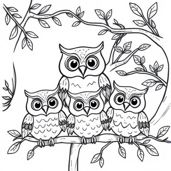 Playful Owl Family Adventures Coloring Pages Playful Owl Family Adventures Coloring Pages