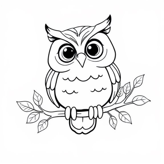 Playful Owl Perched Happily Coloring Pages Playful Owl Perched Happily Coloring Pages