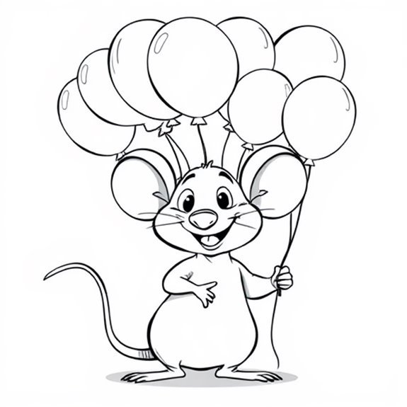Playful Rat Enjoying Balloons Coloring Pages Playful Rat Enjoying Balloons Coloring Pages