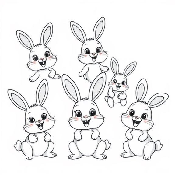 Playful Whimsical Bunny Characters Coloring Pages Playful Whimsical Bunny Characters Coloring Pages