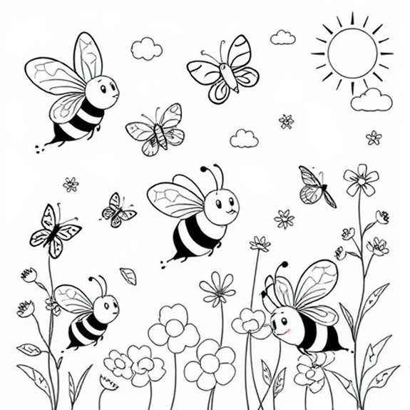 Pollinators In Vibrant Garden Coloring Pages Pollinators In Vibrant Garden Coloring Pages
