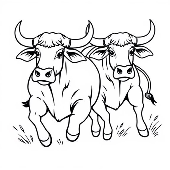 Powerful Oxen In Motion Coloring Pages Powerful Oxen In Motion Coloring Pages