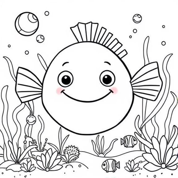 Pufferfish Exploring Underwater Realm Coloring Pages Pufferfish Exploring Underwater Realm Coloring Pages