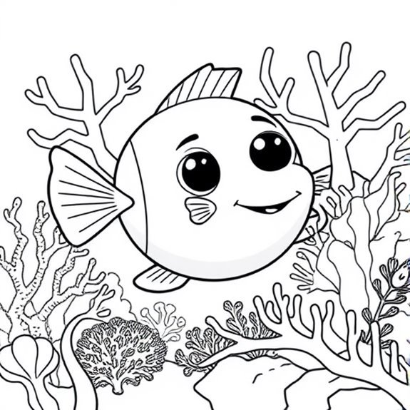 Pufferfish Swimming In Reefs Coloring Pages Pufferfish Swimming In Reefs Coloring Pages