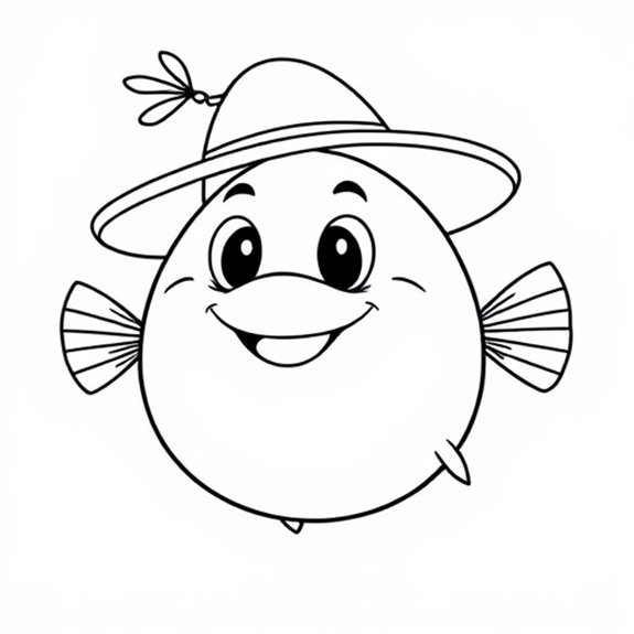 Pufferfish Wearing A Hat Coloring Pages Pufferfish Wearing A Hat Coloring Pages