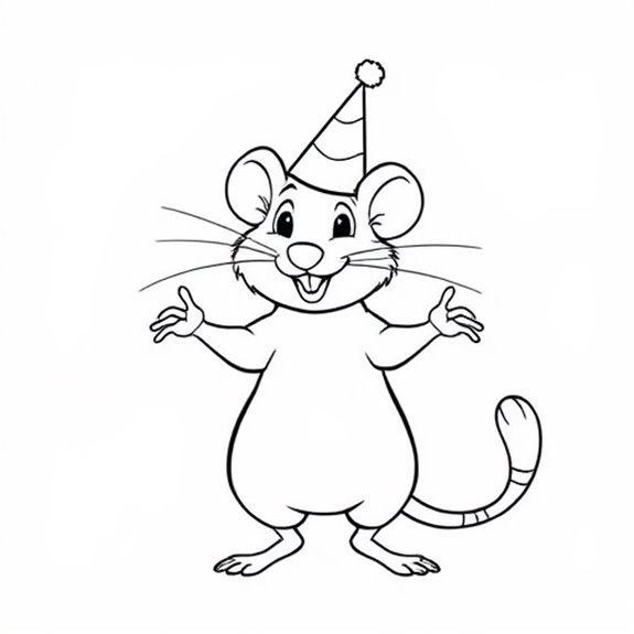 Rat Wearing Party Hat Coloring Pages Rat Wearing Party Hat Coloring Pages