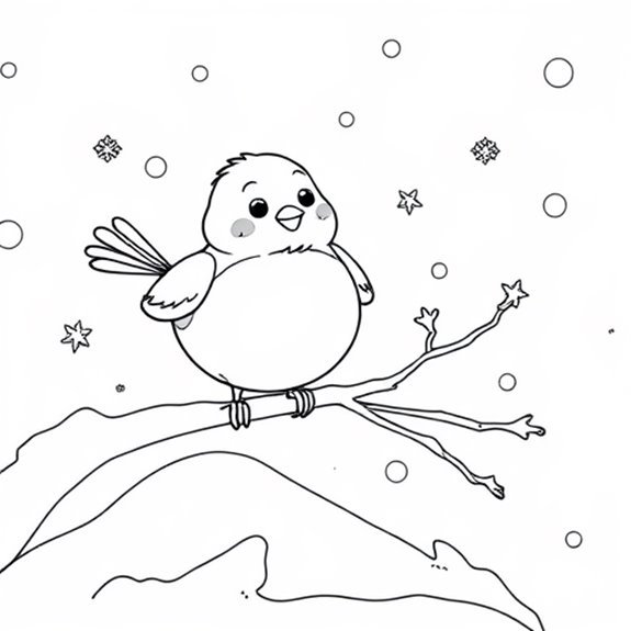 Robin Perched On Snow Coloring Pages Robin Perched On Snow Coloring Pages