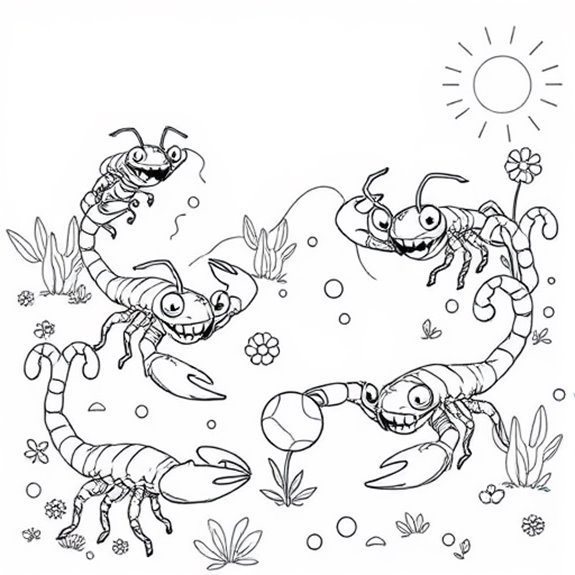 Scorpion And Its Companions Coloring Pages Scorpion And Its Companions Coloring Pages