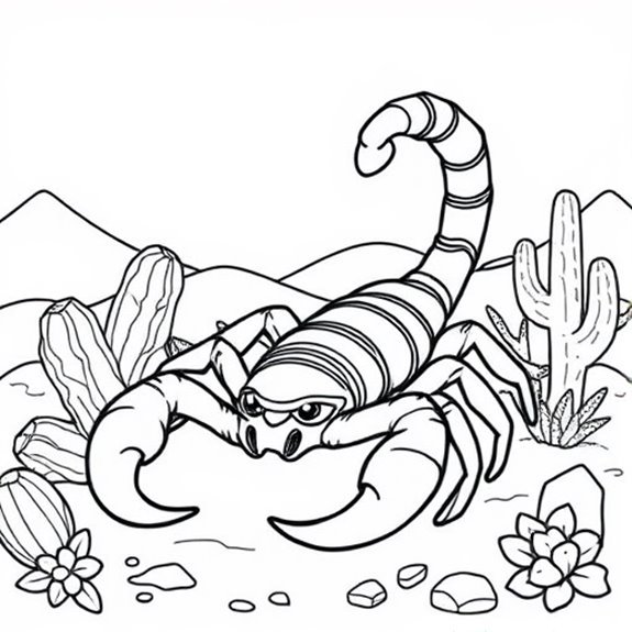 Scorpion Set Against Backdrop Coloring Pages Scorpion Set Against Backdrop Coloring Pages