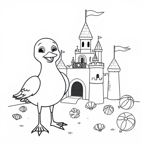 Seagull Perched On Sandcastle Coloring Pages Seagull Perched On Sandcastle Coloring Pages