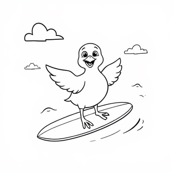 Seagull Riding A Surfboard Coloring Pages Seagull Riding A Surfboard Coloring Pages