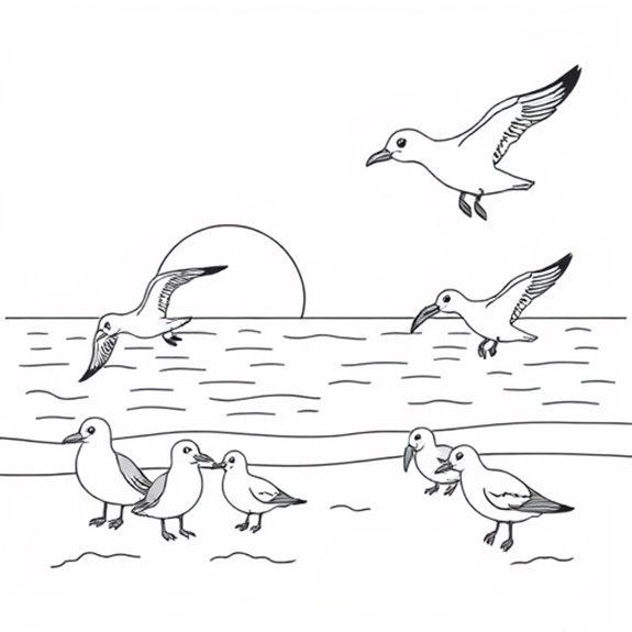 Seagulls Soaring At Dusk Coloring Pages Seagulls Soaring At Dusk Coloring Pages