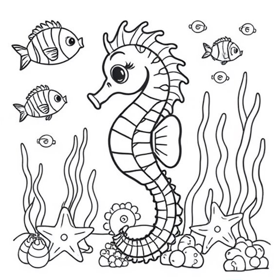 Seahorse And Aquatic Companions Coloring Pages Seahorse And Aquatic Companions Coloring Pages