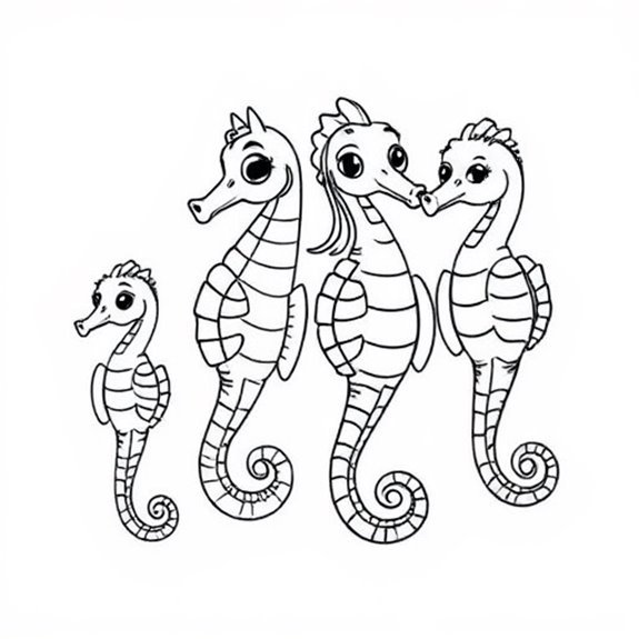 Seahorse Family Togetherness Captured Coloring Pages Seahorse Family Togetherness Captured Coloring Pages
