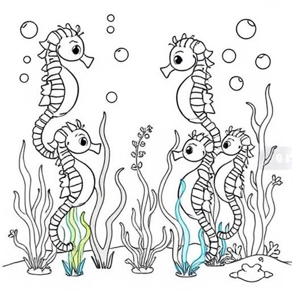 Seahorses Thriving In Underwater Garden Coloring Pages Seahorses Thriving In Underwater Garden Coloring Pages