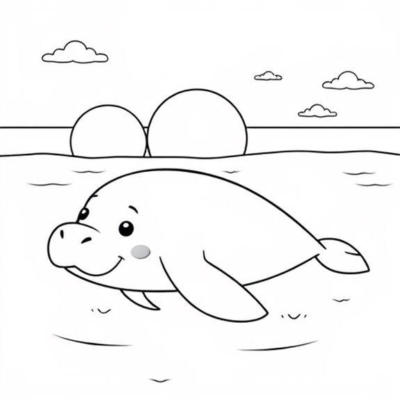 Serene Manatee Sunset Scene Coloring Pages Serene Manatee Sunset Scene Coloring Pages