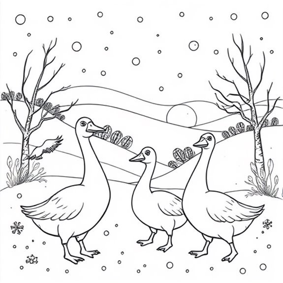 Snowy Landscape With Geese Coloring Pages Snowy Landscape With Geese Coloring Pages