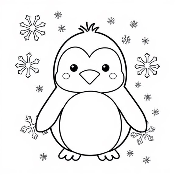 Snowy Penguins In Winter Coloring Pages Snowy Penguins In Winter Coloring Pages