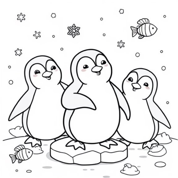Socializing With Penguins Together Coloring Pages Socializing With Penguins Together Coloring Pages