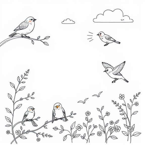 Sparrows In Natural Habitat Coloring Pages Sparrows In Natural Habitat Coloring Pages