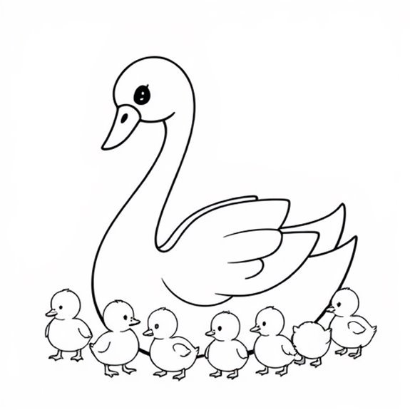 Swan Frolicking With Ducklings Coloring Pages Swan Frolicking With Ducklings Coloring Pages