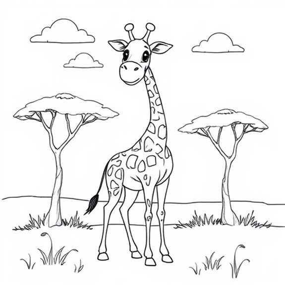 Tall Giraffes In Savanna Coloring Pages Tall Giraffes In Savanna Coloring Pages