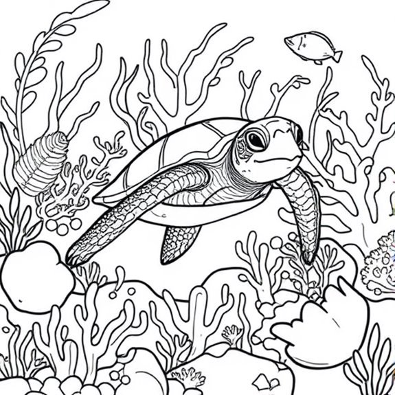 Turtle Exploration In Ocean Coloring Pages Turtle Exploration In Ocean Coloring Pages
