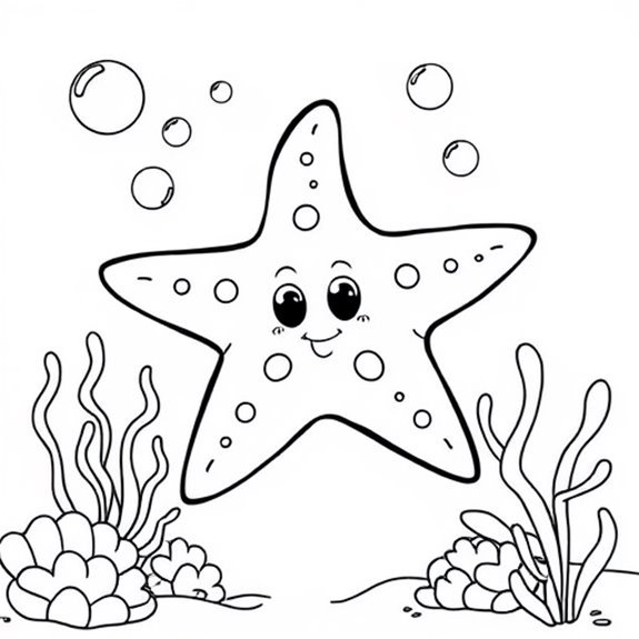 Underwater Exploration With Starfish Coloring Pages Underwater Exploration With Starfish Coloring Pages
