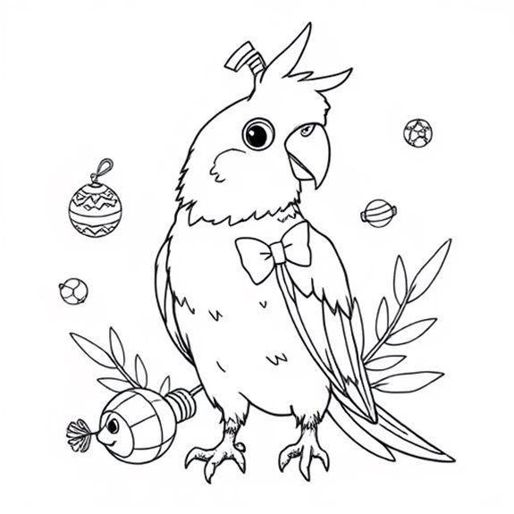 Vibrant Cockatiel With Accessories Coloring Pages Vibrant Cockatiel With Accessories Coloring Pages