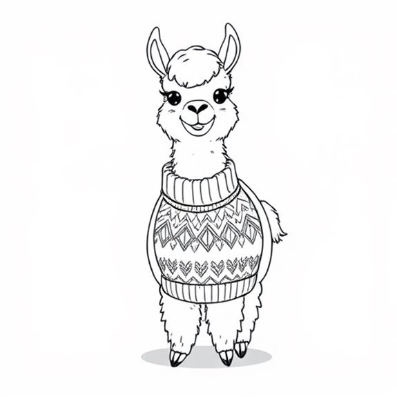 Warm Alpaca Sweater Cuddles Coloring Pages Warm Alpaca Sweater Cuddles Coloring Pages
