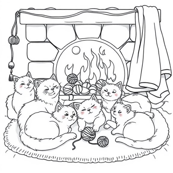Warm Felines By Hearth Coloring Pages Warm Felines By Hearth Coloring Pages