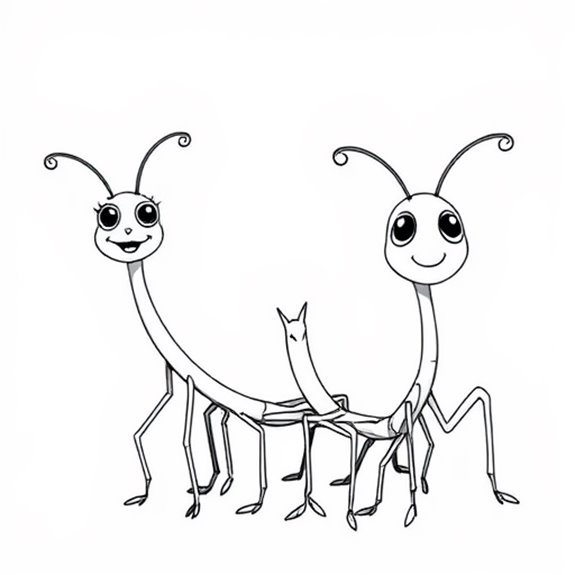 Whimsical Cartoon Stick Insects Coloring Pages Whimsical Cartoon Stick Insects Coloring Pages