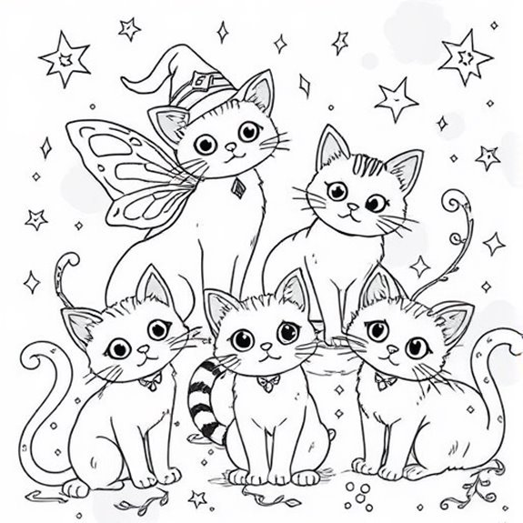 Whimsical Feline Artwork Collection Coloring Pages Whimsical Feline Artwork Collection Coloring Pages
